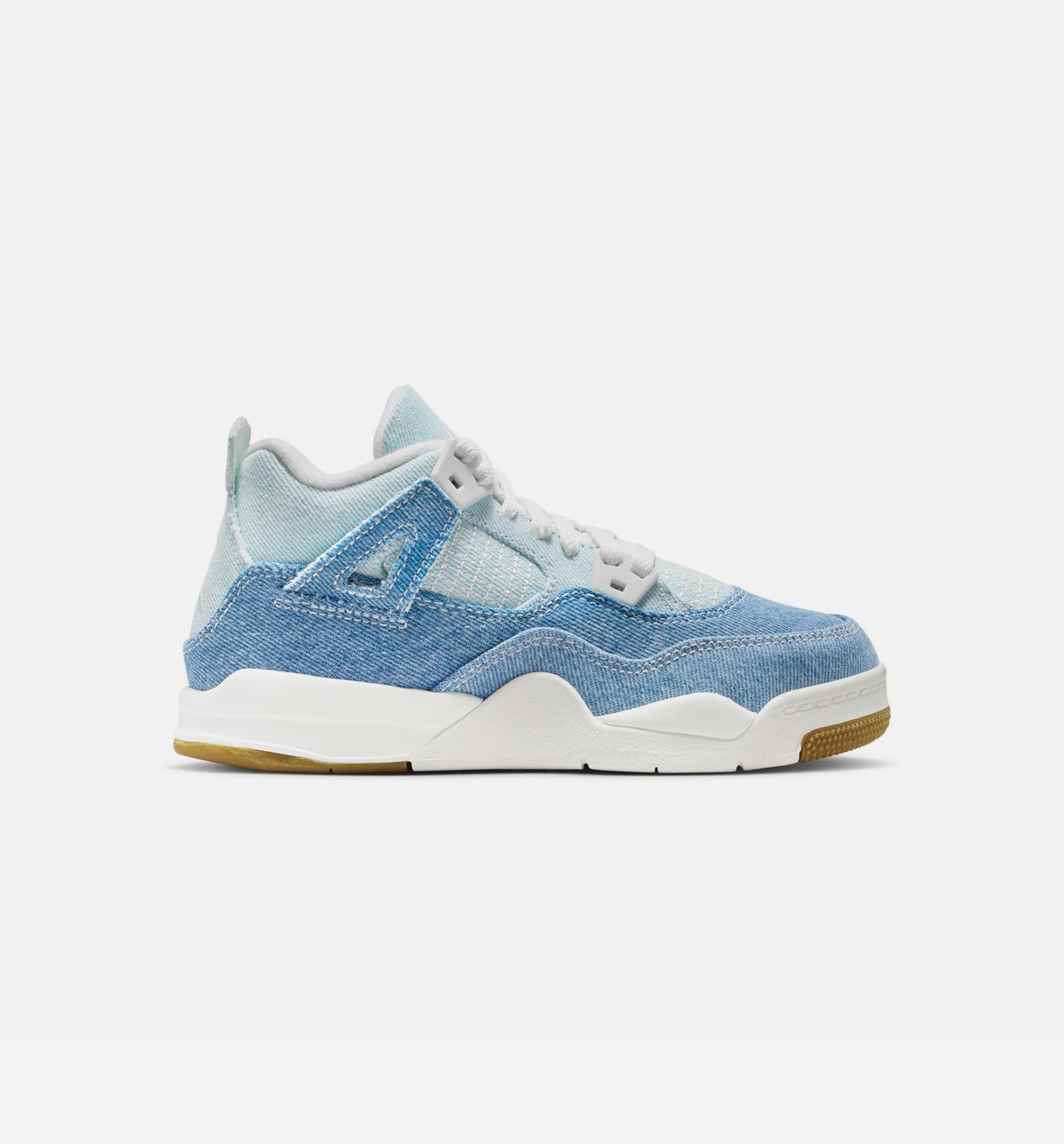 Air Jordan 4 Retro Worn Blue 学龄前儿童休闲运动鞋 - 帆白/磨旧蓝/金属金
