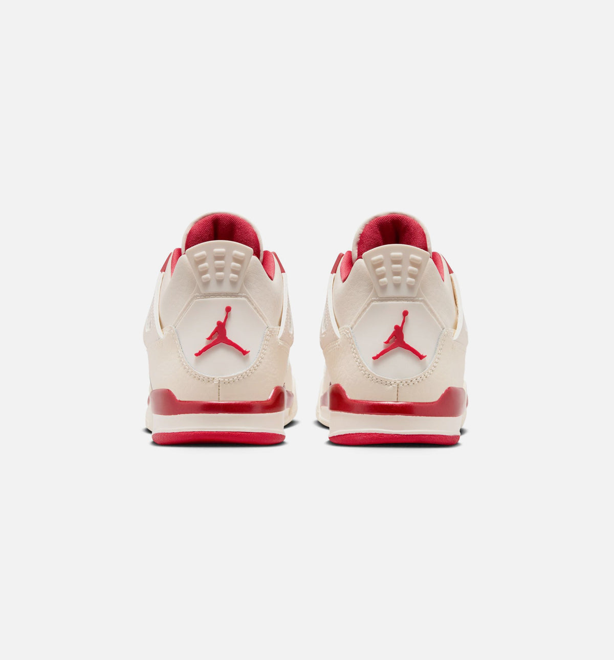 Air Jordan 4 Retro Valentine's Day 学龄前儿童休闲运动鞋 - 浅象牙白/塞拉红/浓红