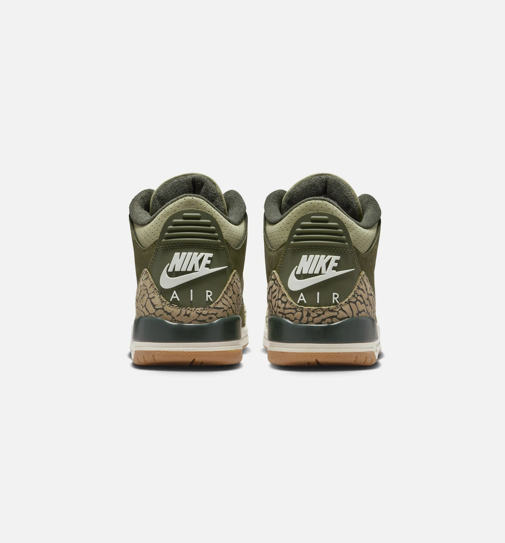 Air Jordan 3 Retro 大童休闲运动鞋 - 中橄榄绿/红杉绿/帆白