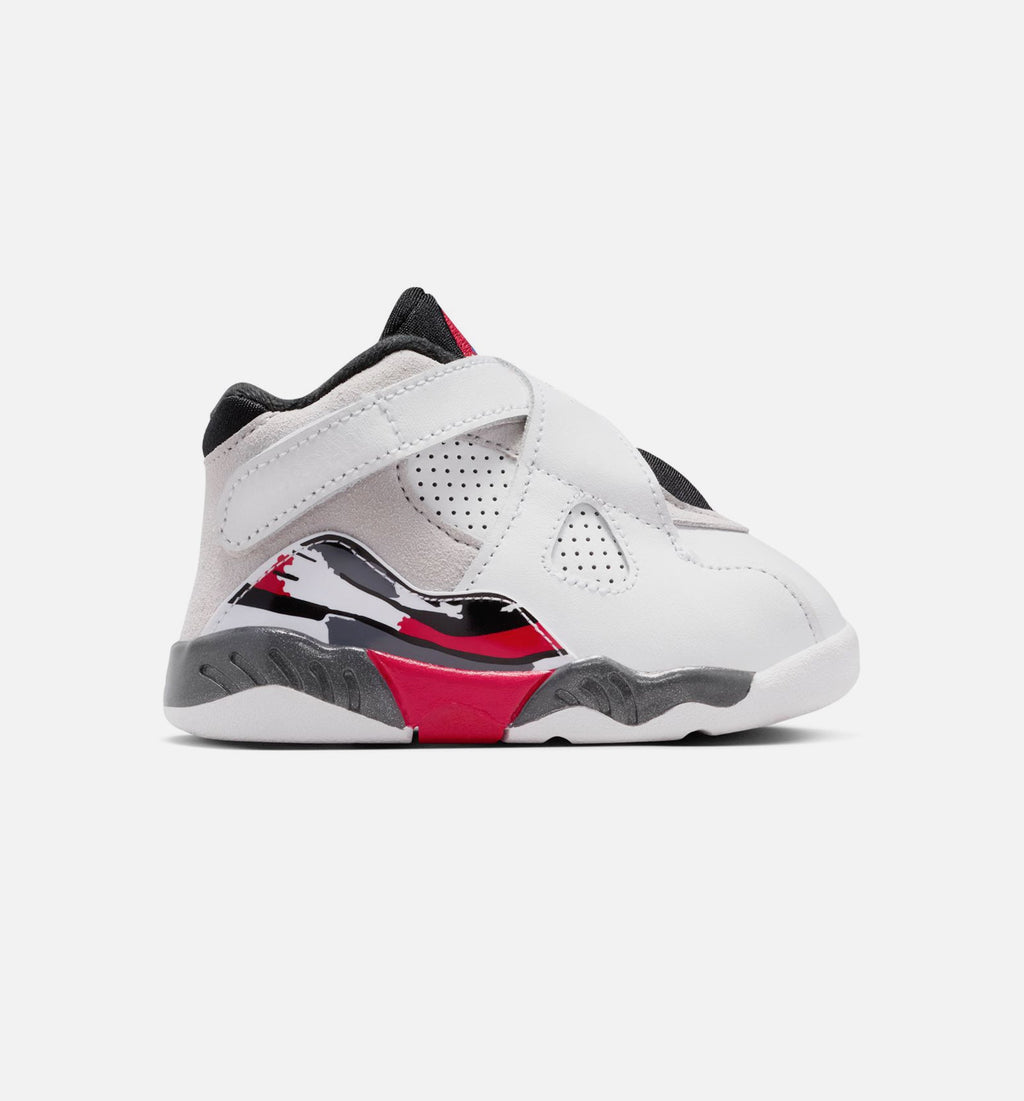 Air Jordan 8 Retro White And True Red 婴幼童休闲运动鞋 - 白色/黑色/正红色