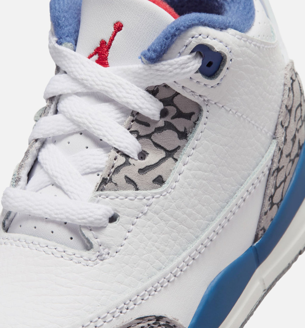 Air Jordan 3 Retro OG True Blue 婴幼童休闲鞋 - 白/火焰红/真蓝