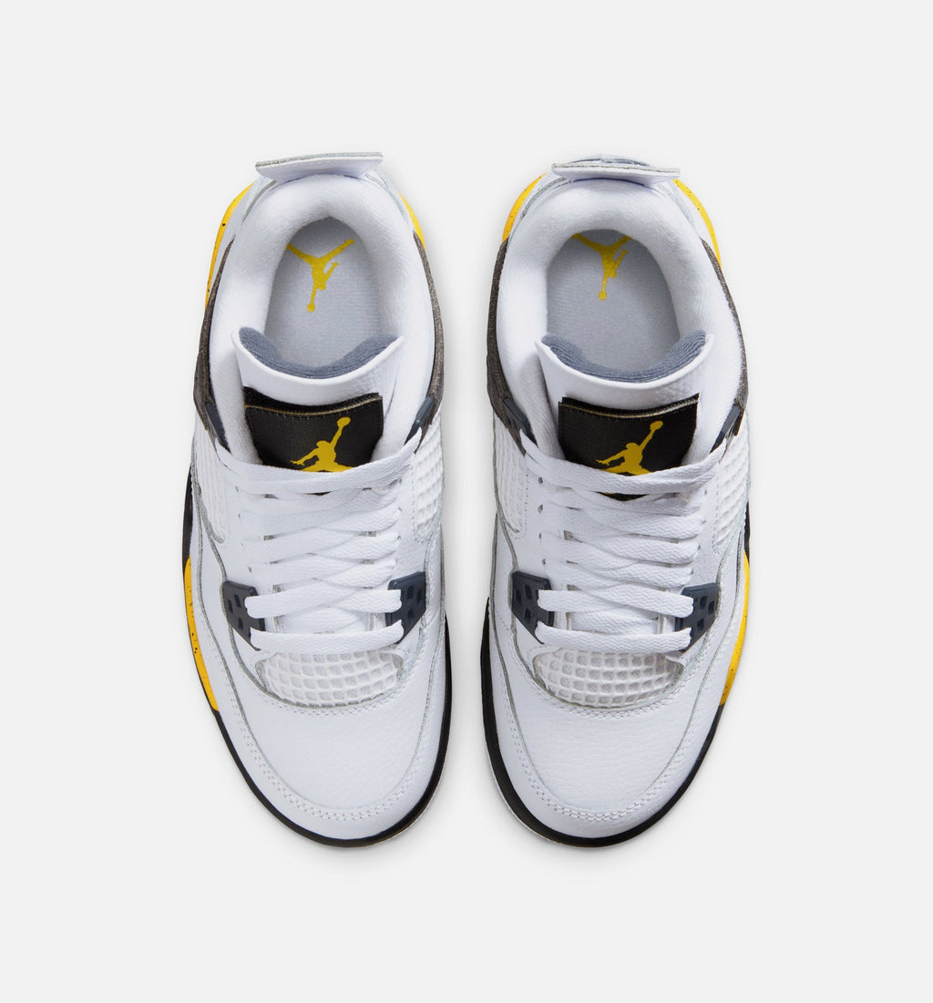 Air Jordan 4 Retro Rare Air Tour Yellow 大童休闲运动鞋 - 白色/深蓝灰/黑色/巡游黄