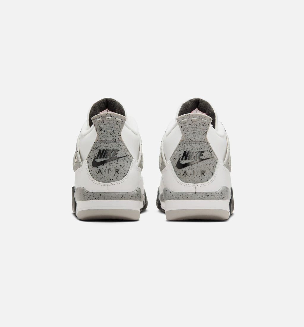 Air Jordan 4 Retro White Cement 大童休闲运动鞋 - 峰会白/火焰红/水泥灰/黑色