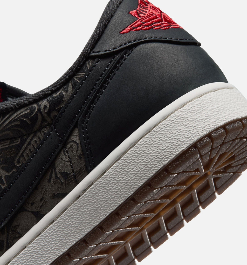 Air Jordan 1 Retro Low OG Laser 男士休闲运动鞋 - 黑/校队红/峰顶白