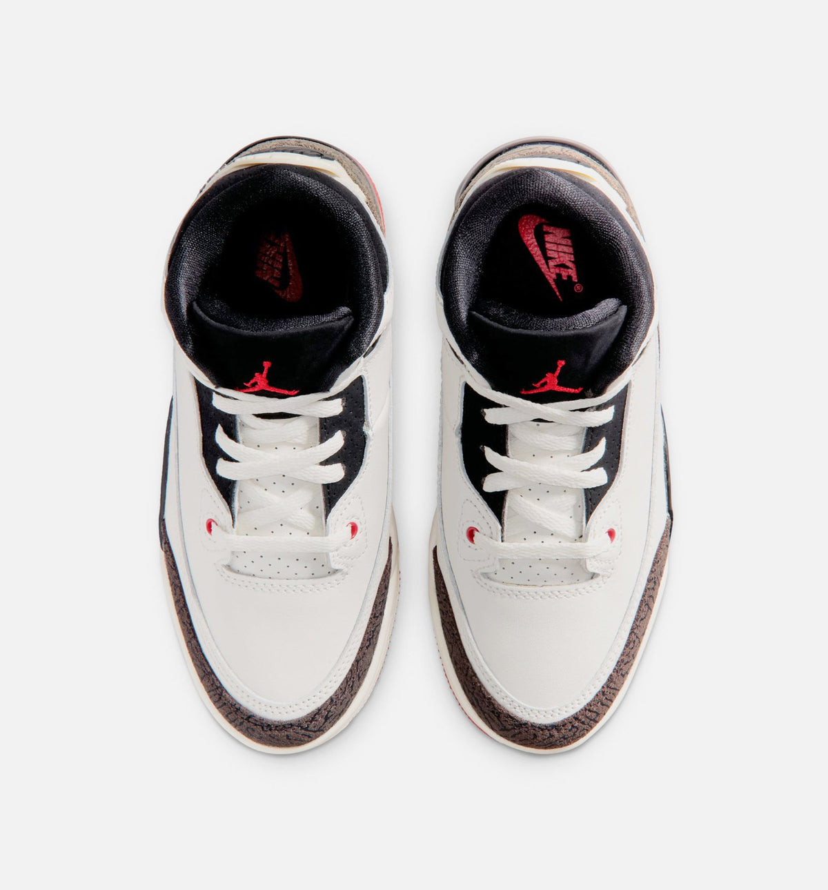 Air Jordan 3 Retro Sail and University Red 学龄前儿童休闲运动鞋 - 帆白色/黑色/大学红/浅象牙色