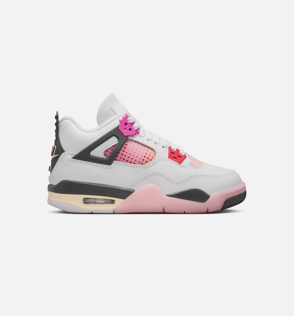 Air Jordan 4 Retro Comic 大童休闲运动鞋 - 米白/火粉/无烟煊灰