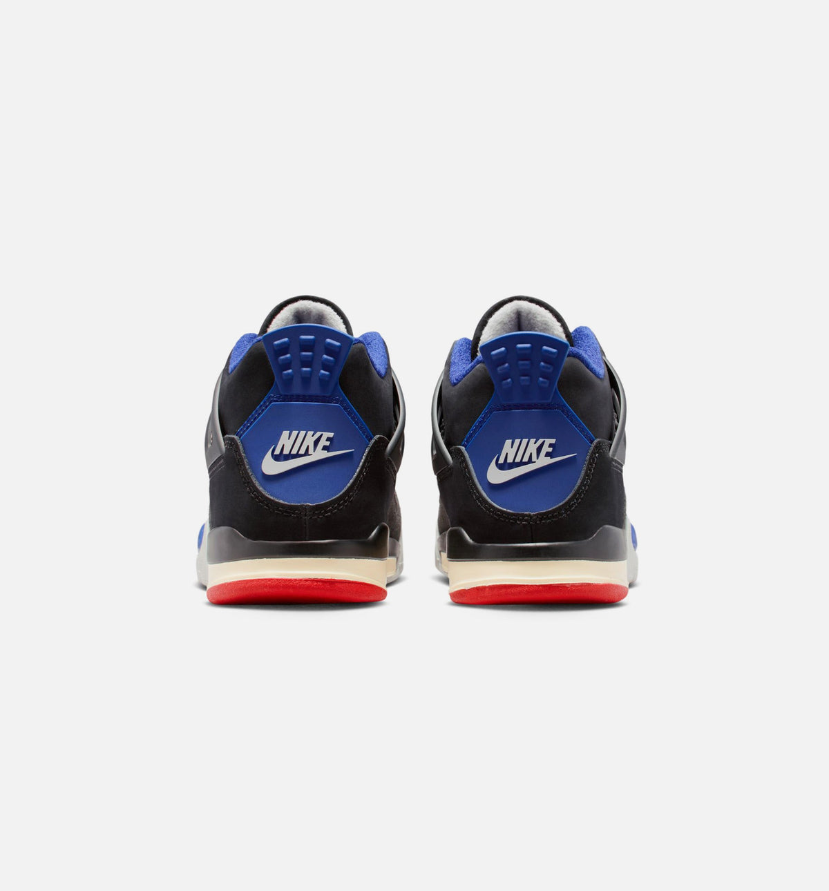 Air Jordan 4 Retro Rare Air 学龄前儿童休闲运动鞋 - 黑色/火焰红/深皇家蓝