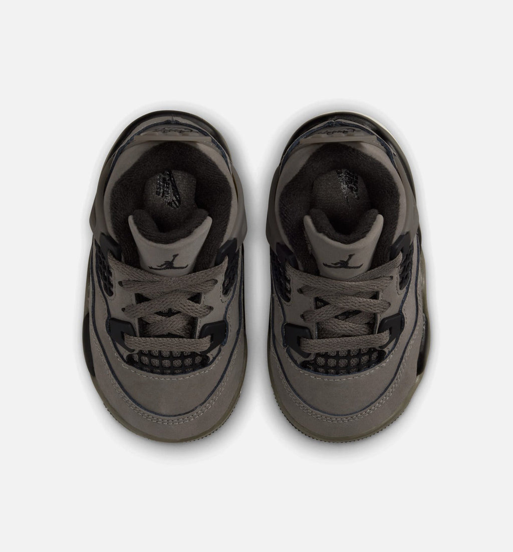 Air Jordan 4 Retro 婴幼童休闲鞋 - 洞穴石灰/黑/月尘色
