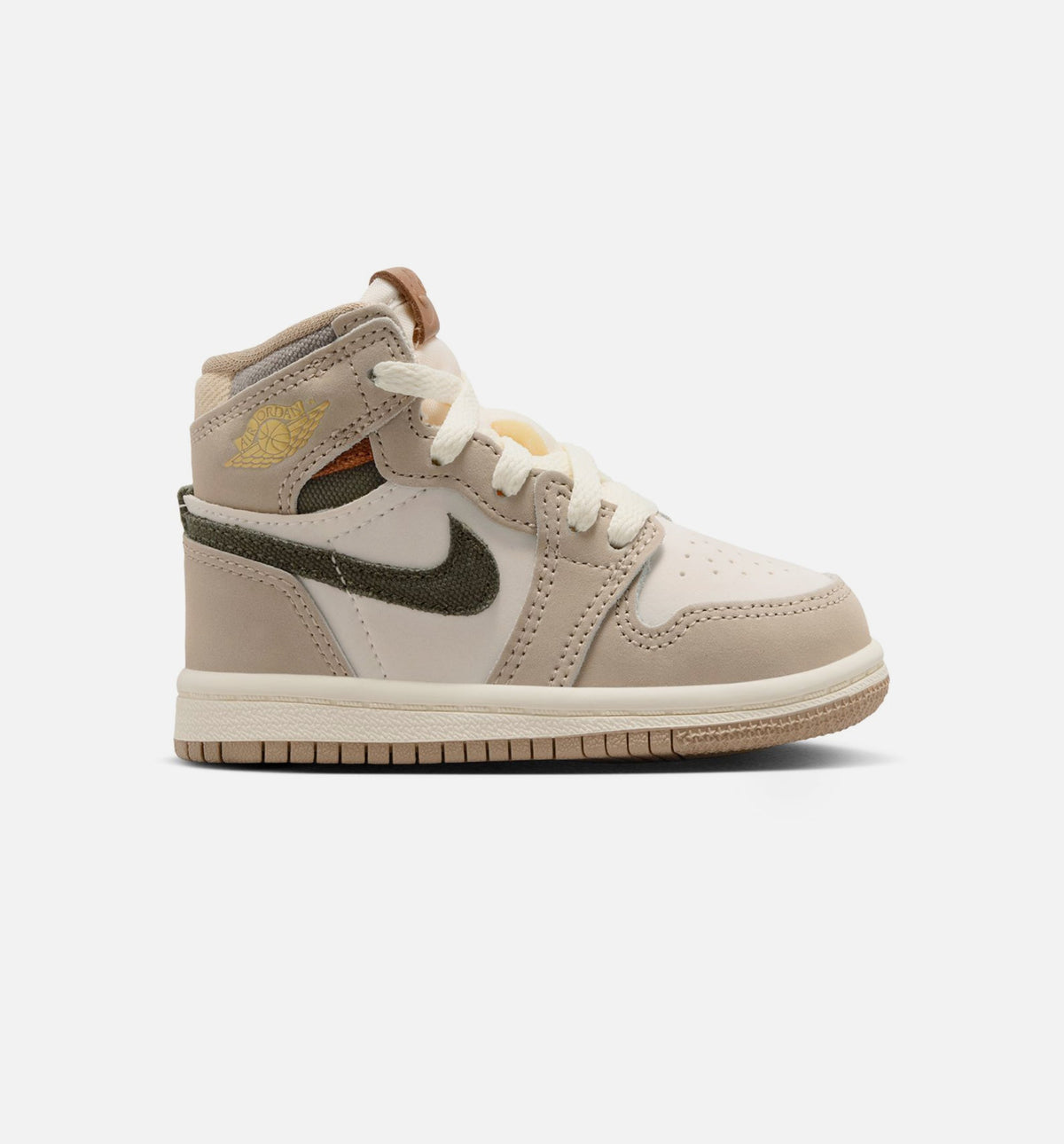 Air Jordan 1 Retro High OG 婴幼童休闲鞋 - 卡其/帆白/椰奶白