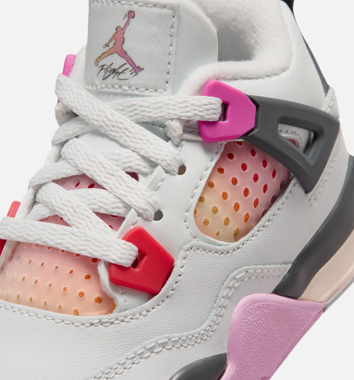Air Jordan 4 Retro Comic 婴幼童休闲鞋 - 米白/火粉/无烟煤灰