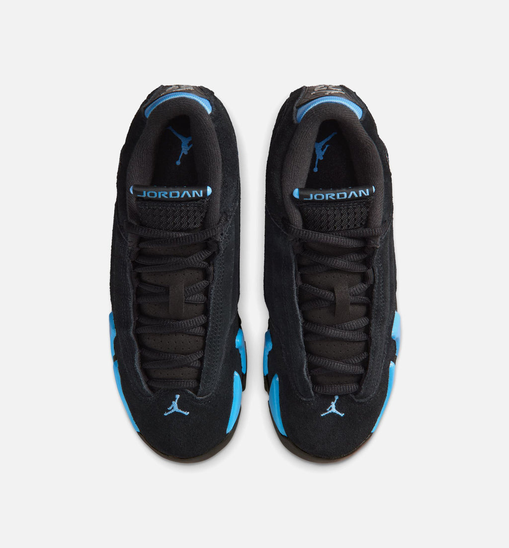 Air Jordan 14 Retro Black University Blue 大童休闲运动鞋 - 黑色/白色/大学蓝