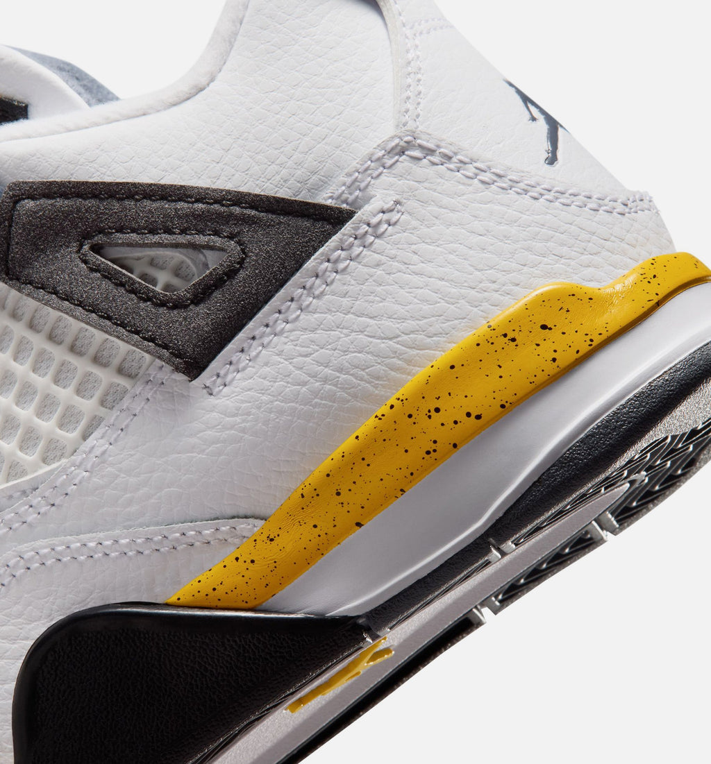 Air Jordan 4 Retro Rare Air Tour Yellow 学龄前儿童休闲运动鞋 - 白色/深蓝灰/黑色/巡游黄