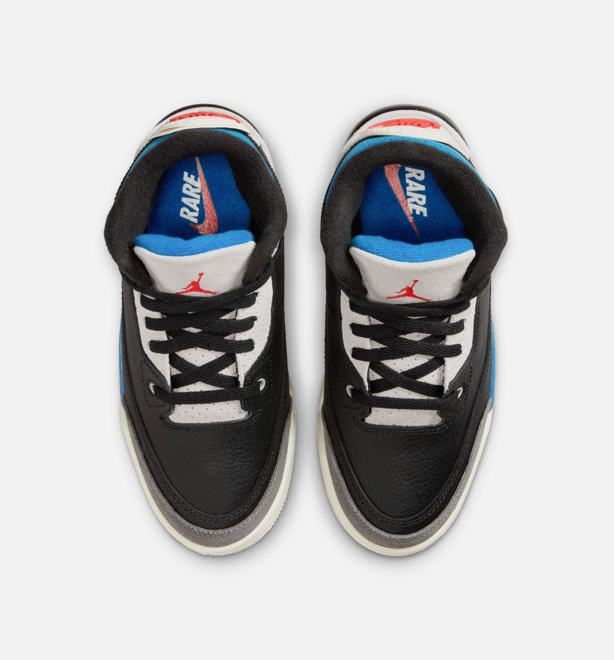 Air Jordan 3 Retro OG Rare Air 小童休闲鞋 - 黑/智利红/中性灰