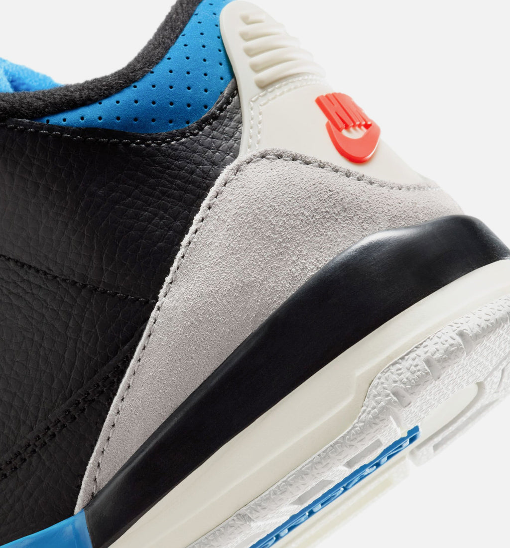 Air Jordan 3 Retro OG Rare Air 小童休闲鞋 - 黑/智利红/中性灰