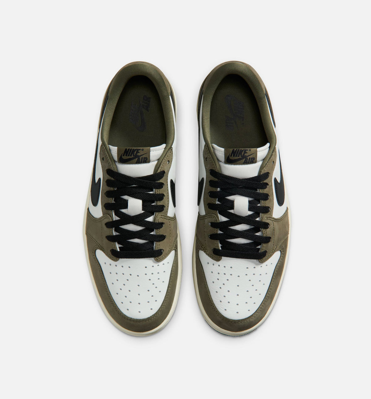 Air Jordan 1 Low OG 男士休闲运动鞋 - 中橄榄绿/黑/峰顶白/帆白