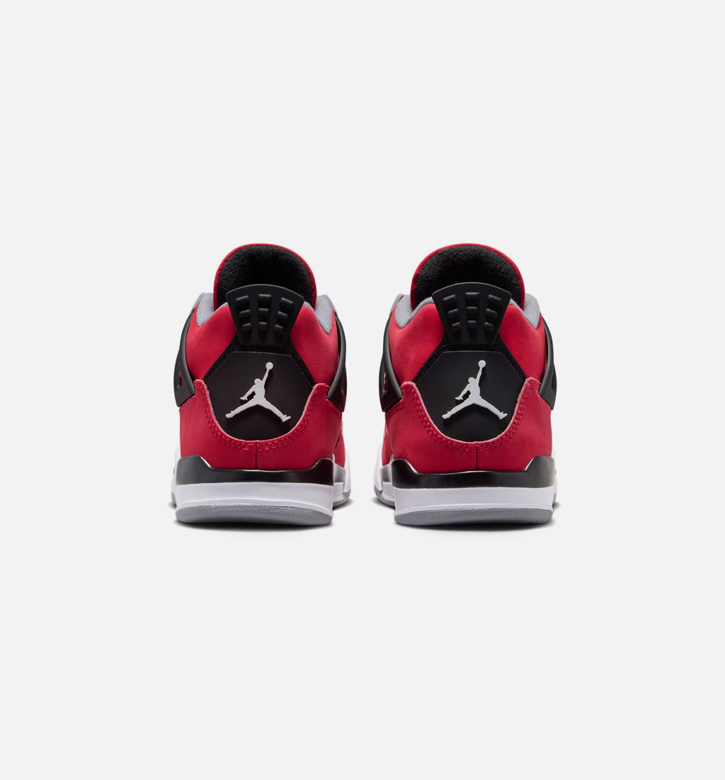 Air Jordan 4 Retro Toro Bravo 学龄前儿童休闲运动鞋 - 火焰红/白色/黑色/水泥灰