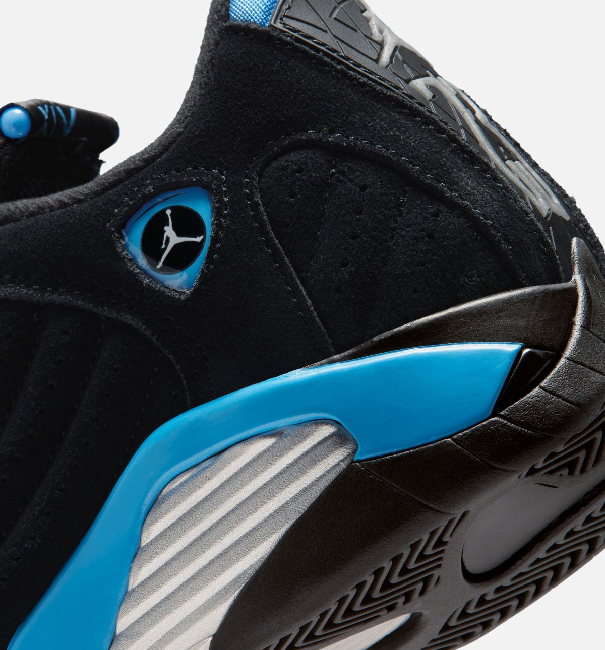 Air Jordan 14 Retro Black University Blue 大童休闲运动鞋 - 黑色/白色/大学蓝