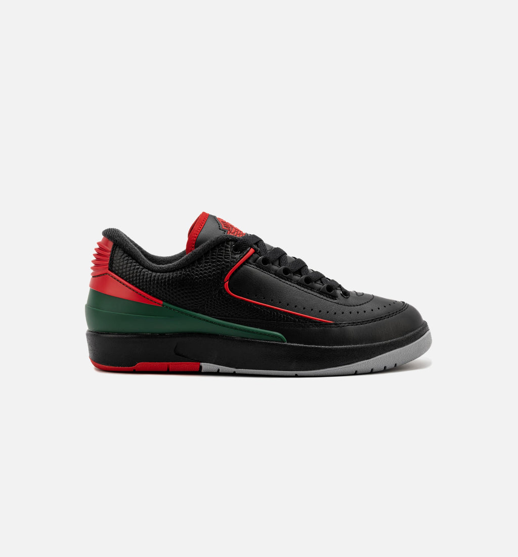 Air Jordan 2 Retro Low 大童休闲运动鞋 - 黑/火焰红/水泥灰