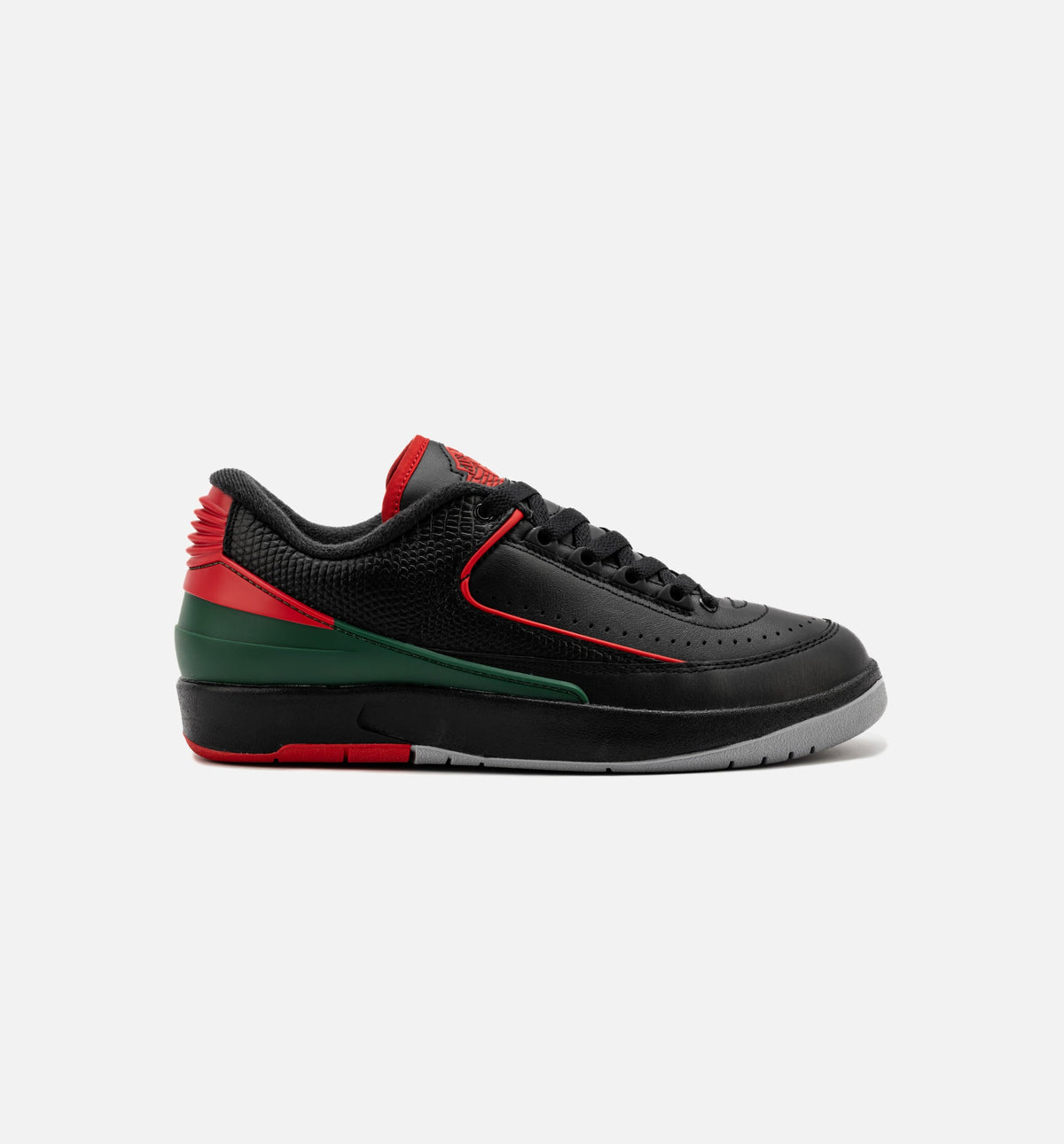 Air Jordan 2 Retro Low 大童休闲运动鞋 - 黑/火焰红/水泥灰