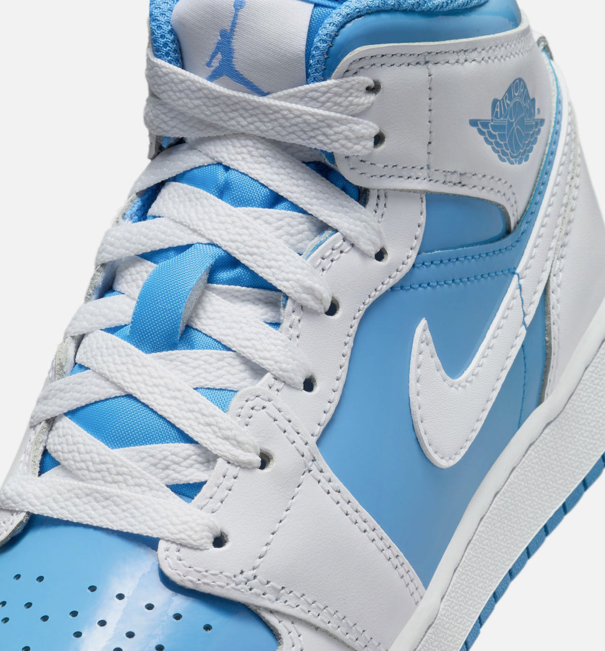 Air Jordan 1 Mid 大童休闲运动鞋 - 白/传奇蓝