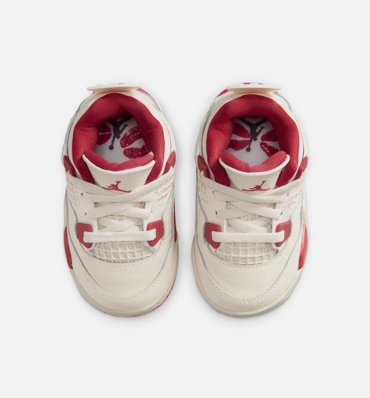 Air Jordan 4 Retro Valentine's Day 婴幼童休闲运动鞋 - 浅象牙白/塞拉红/浓红