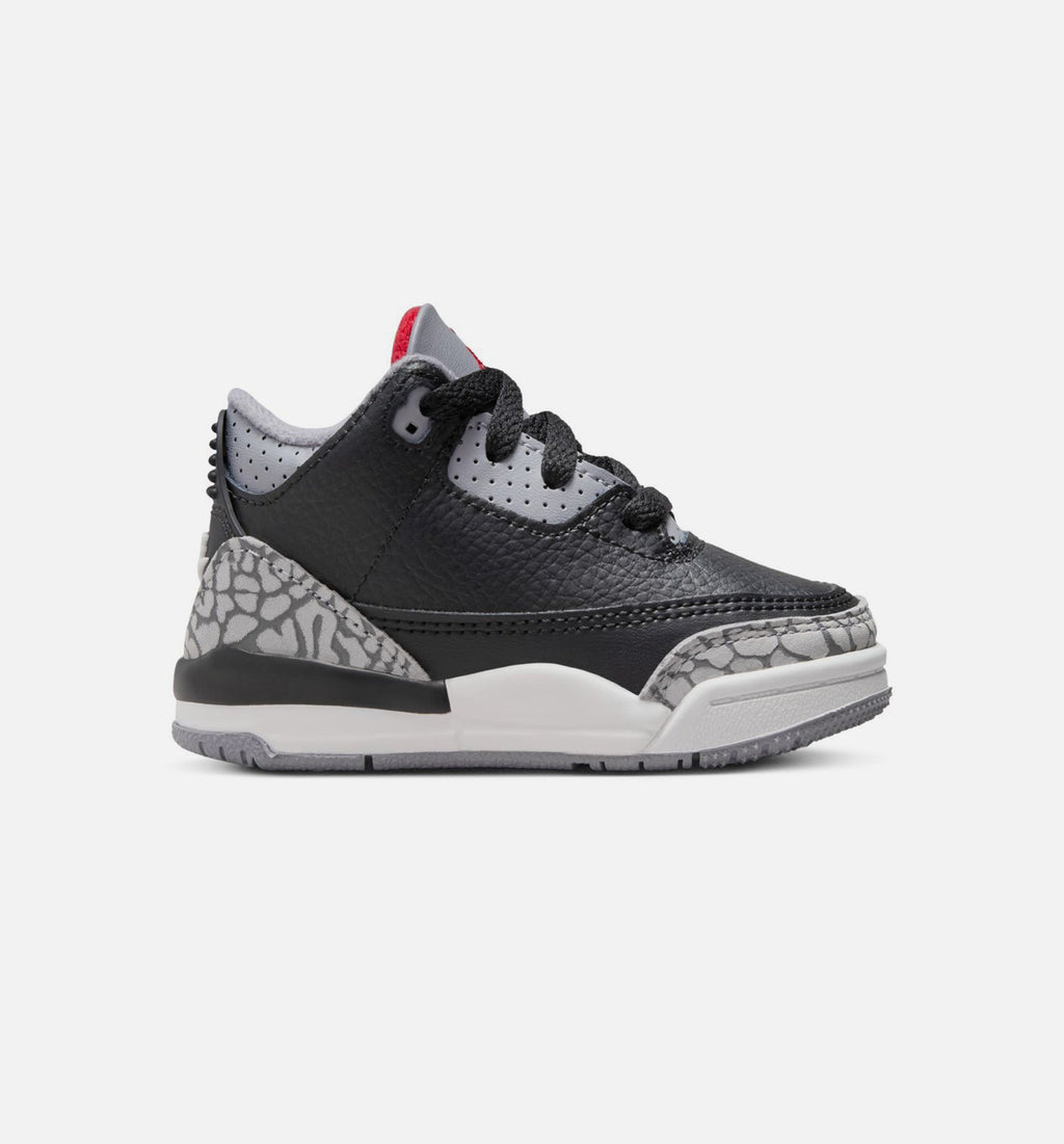 Air Jordan 3 Retro Black Cement 婴幼童休闲鞋 - 黑/火焰红/水泥灰