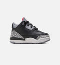 Air Jordan 3 Retro Black Cement 婴幼童休闲鞋 - 黑/火焰红/水泥灰