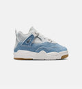 Air Jordan 4 Retro Worn Blue 婴幼童休闲运动鞋 - 帆白/磨旧蓝/金属金