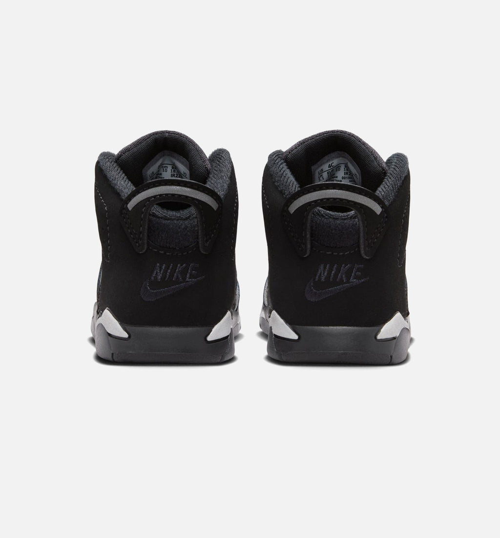 Air Jordan 6 Cap & Gown 婴幼童休闲运动鞋 - 黑色/反光银色