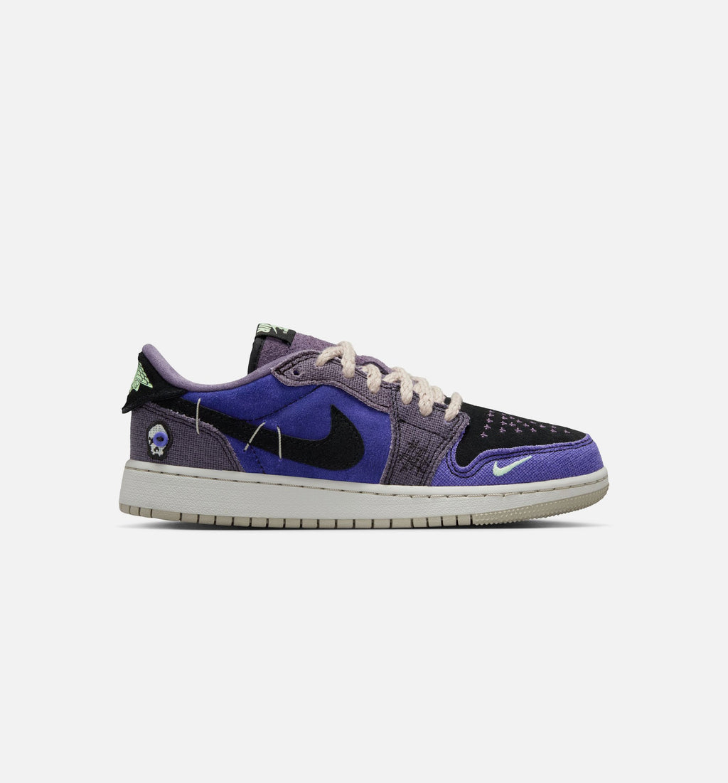 Air Jordan 1 Low OG 大童休闲运动鞋 - 摄政紫/深葡萄干色/蕩绿