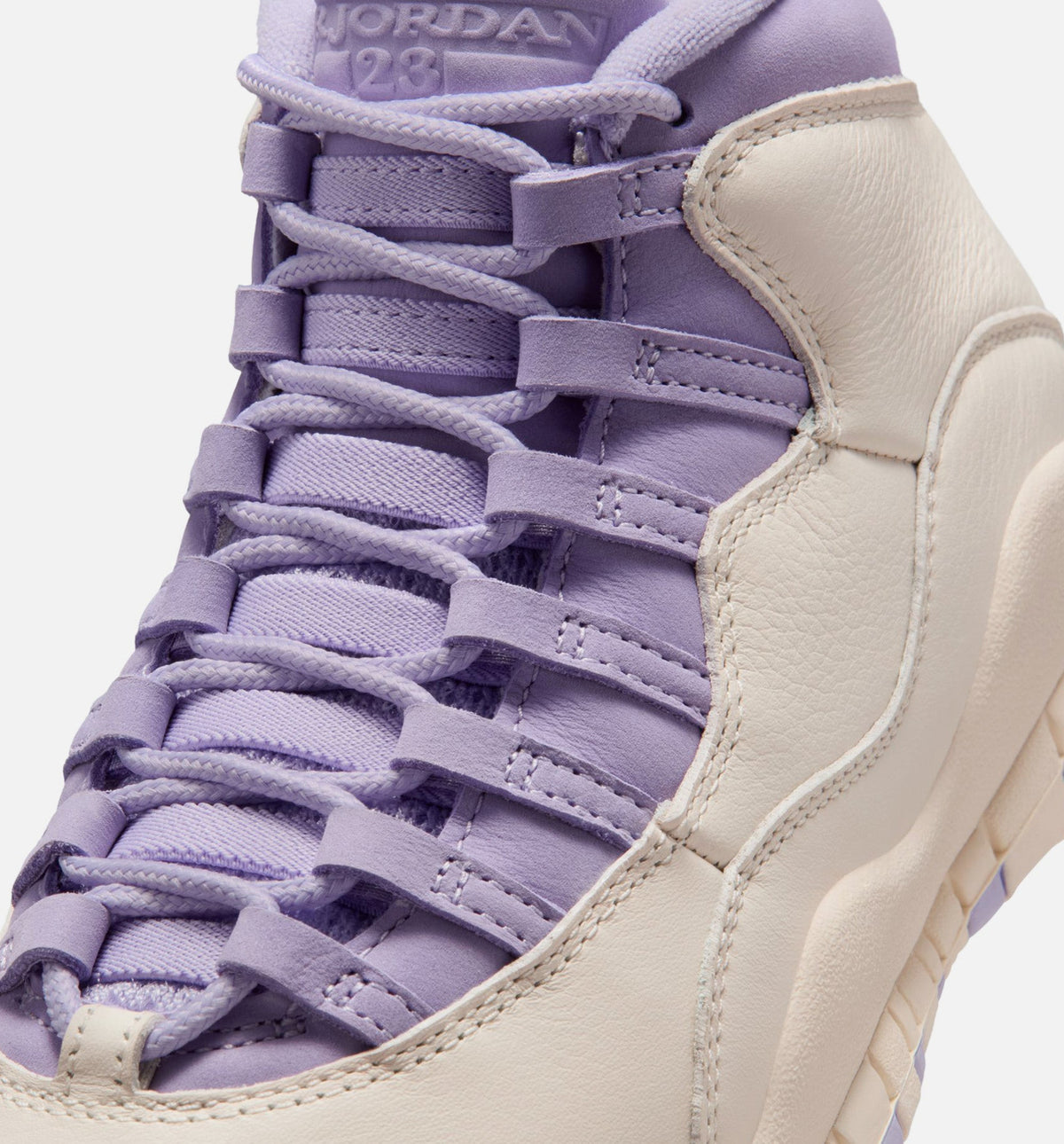 Air Jordan 10 Retro Hydrangeas 女士休闲运动鞋 - 粉笔白/绣球花紫/野葡萄紫
