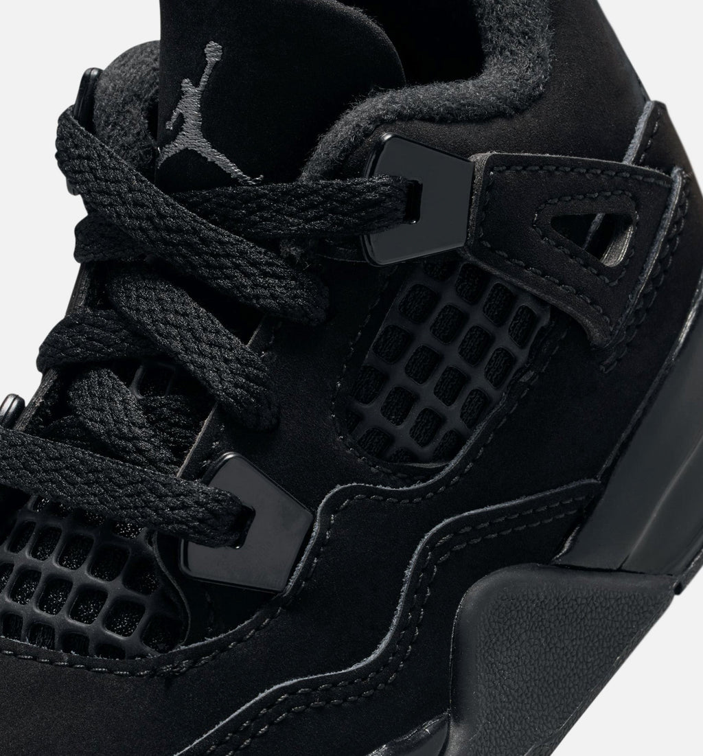 Air Jordan 4 Retro Black Cat 婴幼童休闲鞋 - 黑/淡石墨灰