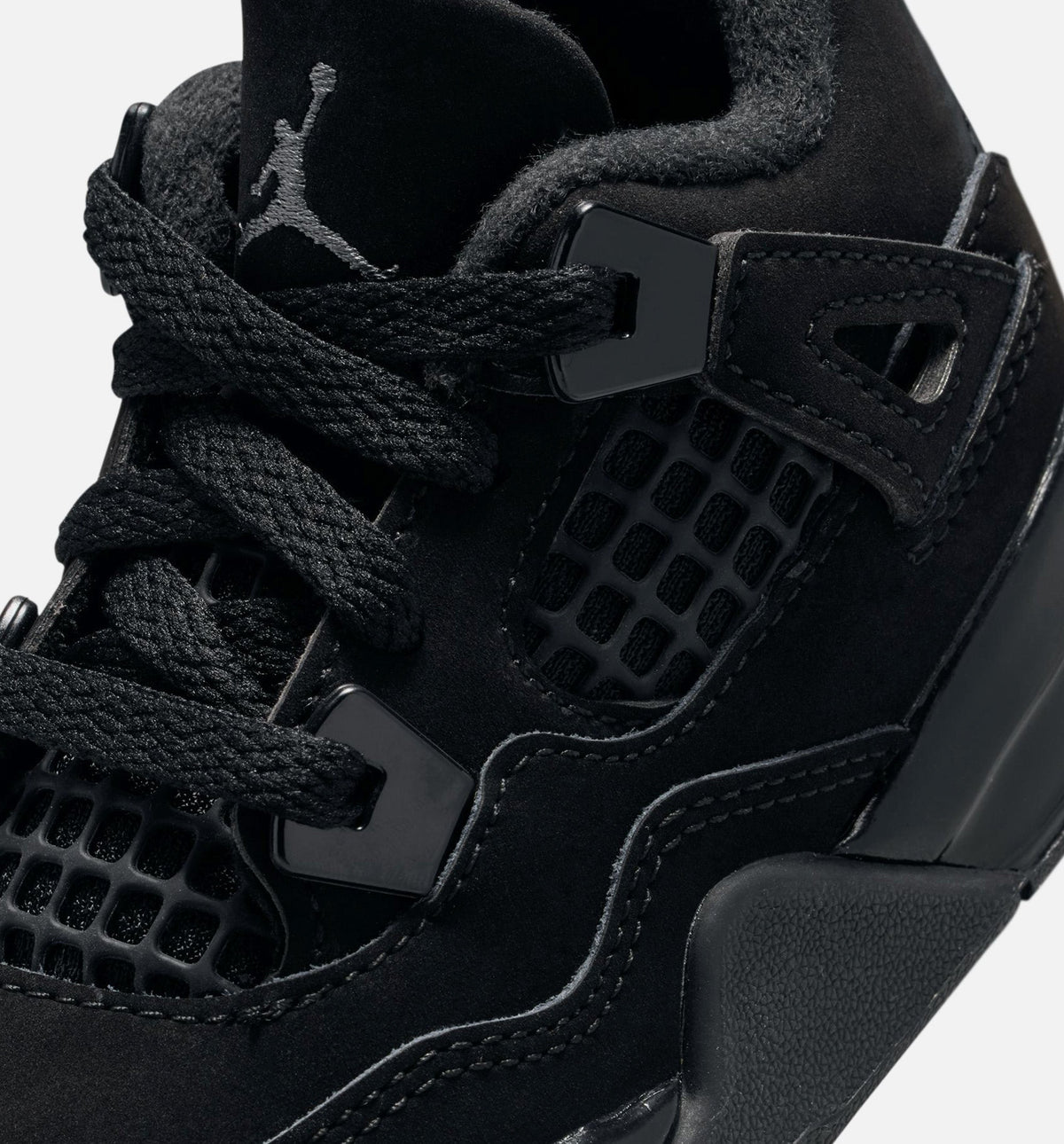 Air Jordan 4 Retro Black Cat 婴幼童休闲鞋 - 黑/淡石墨灰