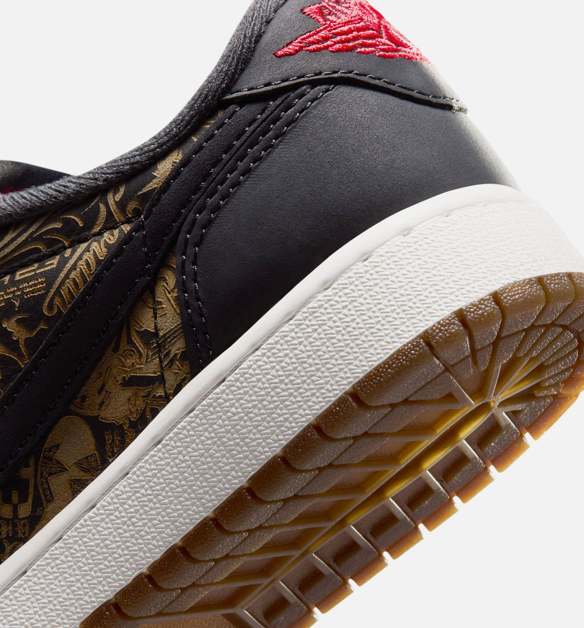 Air Jordan 1 Retro Low OG Laser 大童休闲运动鞋 - 黑/校队红/峰顶白