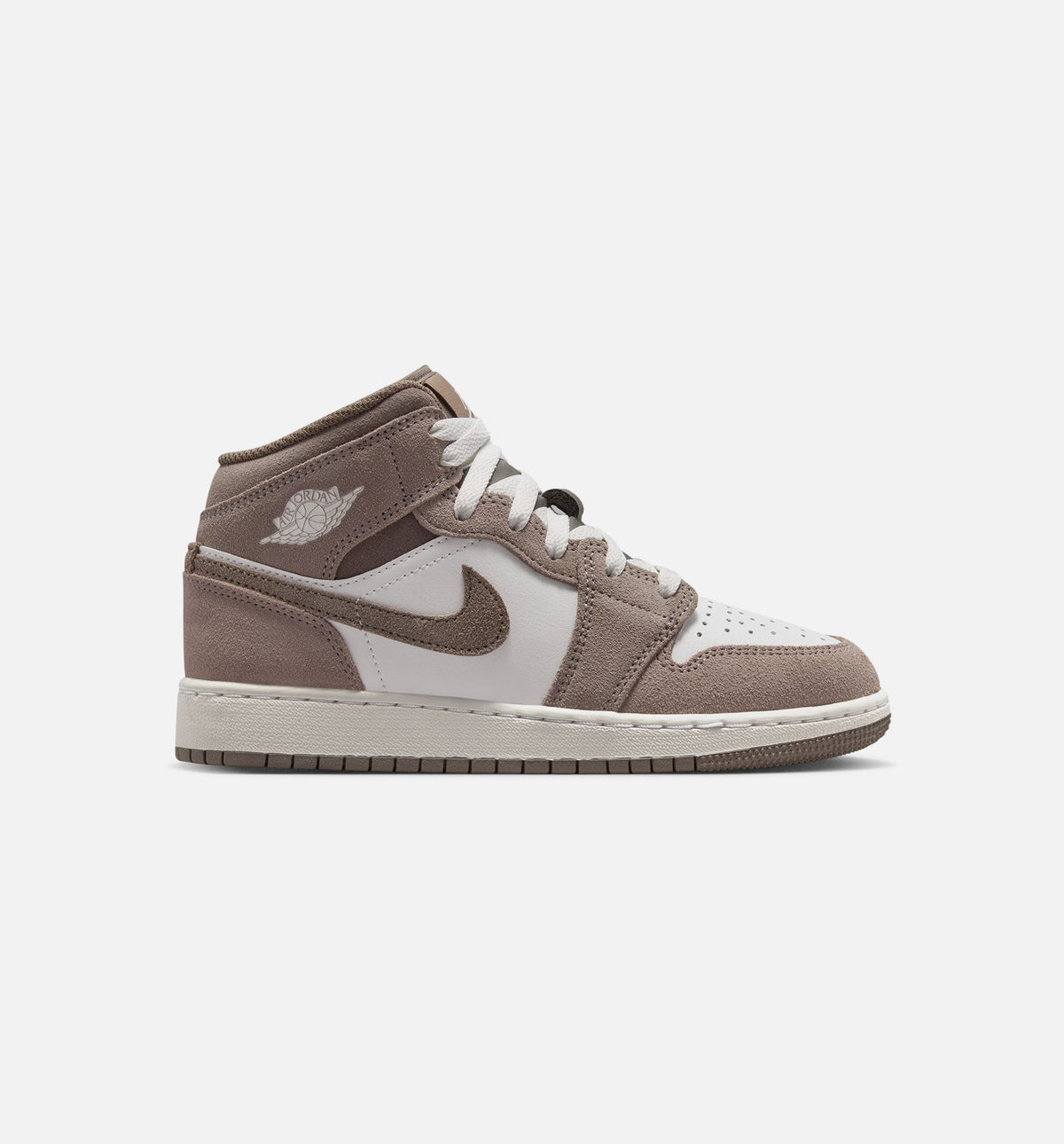Air Jordan 1 Mid 大童休闲运动鞋 - 谜石色/橄榄灰/峰顶白
