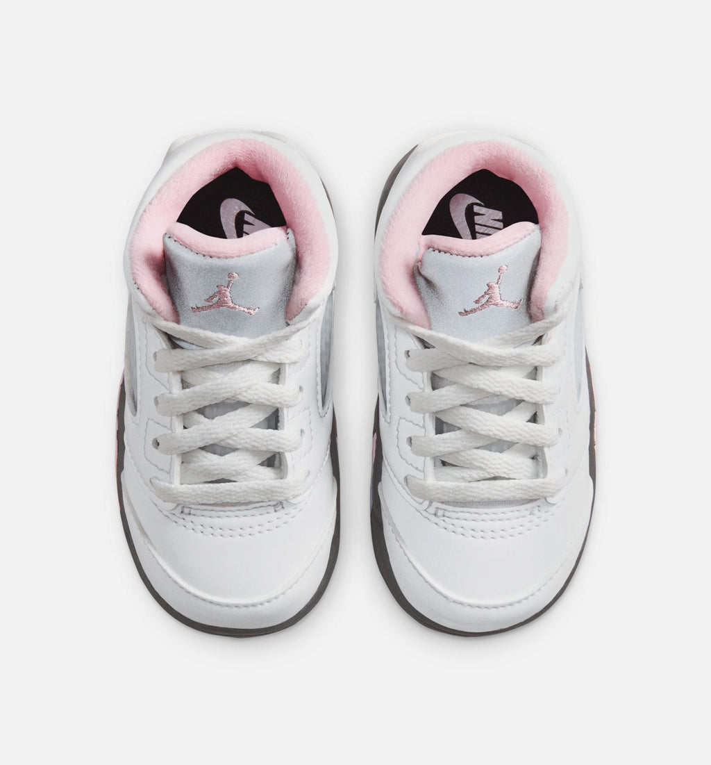 Air Jordan 5 Retro Medium Soft Pink 婴幼童休闲运动鞋 - 白色/黑色/柔粉色