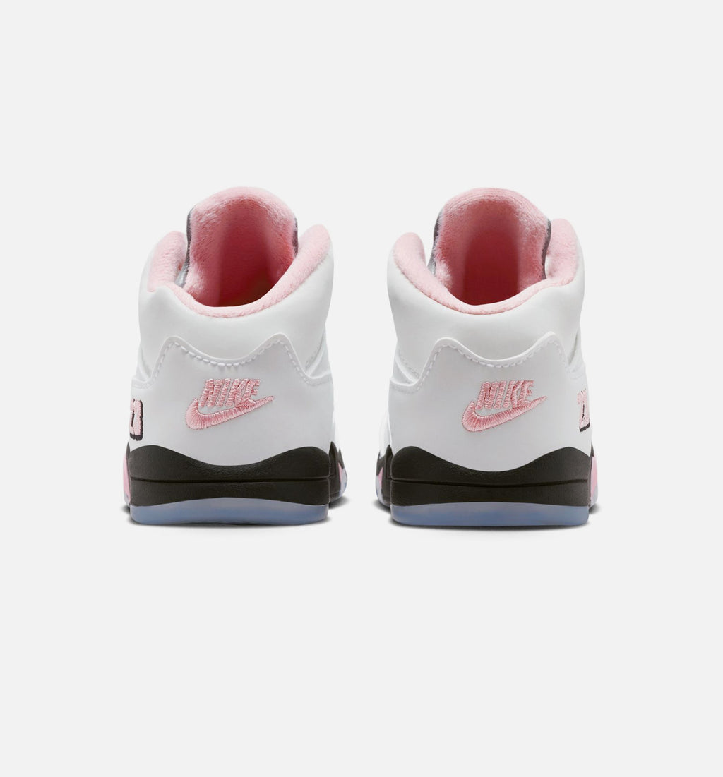Air Jordan 5 Retro Medium Soft Pink 婴幼童休闲运动鞋 - 白色/黑色/柔粉色
