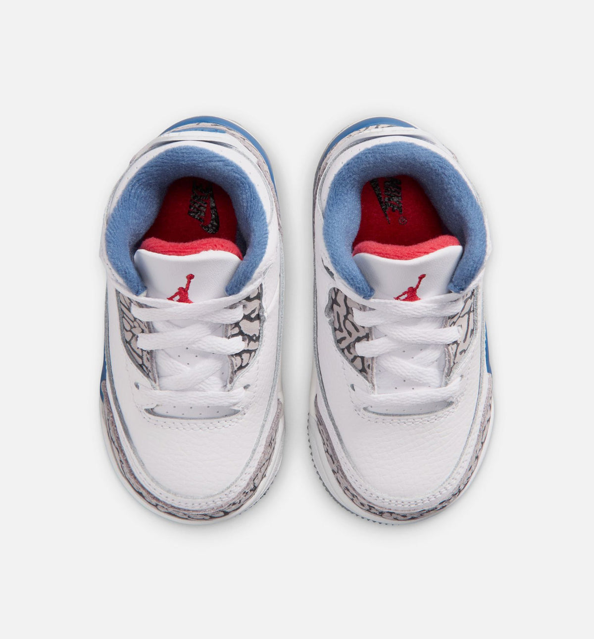 Air Jordan 3 Retro OG True Blue 婴幼童休闲鞋 - 白/火焰红/真蓝