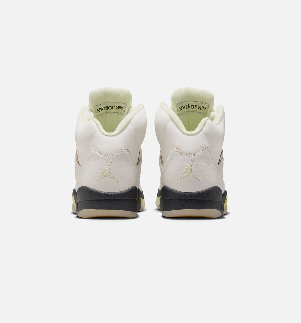 Air Jordan 5 Retro Luminous Green and Sail 女士休闲运动鞋 - 帆白色/荧光绿/炭灰色