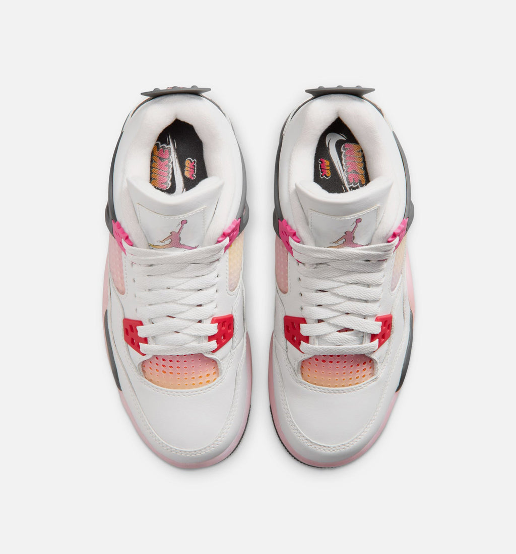Air Jordan 4 Retro Comic 大童休闲运动鞋 - 米白/火粉/无烟煊灰