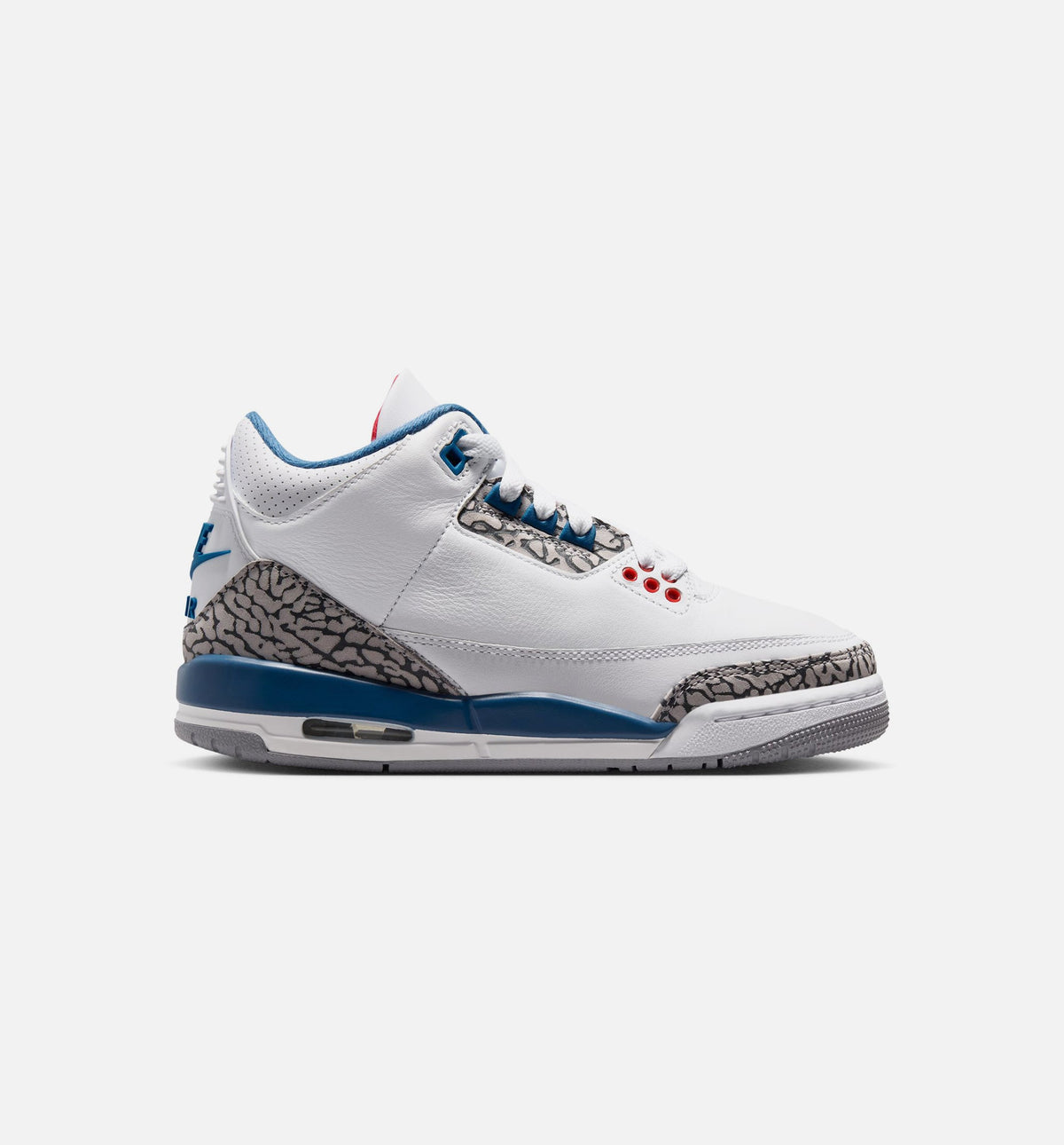 Air Jordan 3 Retro OG True Blue 大童休闲运动鞋 - 白/火焰红/真蓝
