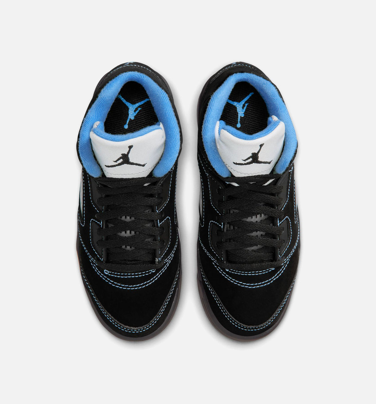 Air Jordan 5 Retro Black Carolina 学龄前儿童休闲运动鞋 - 黑色/大学蓝/白色