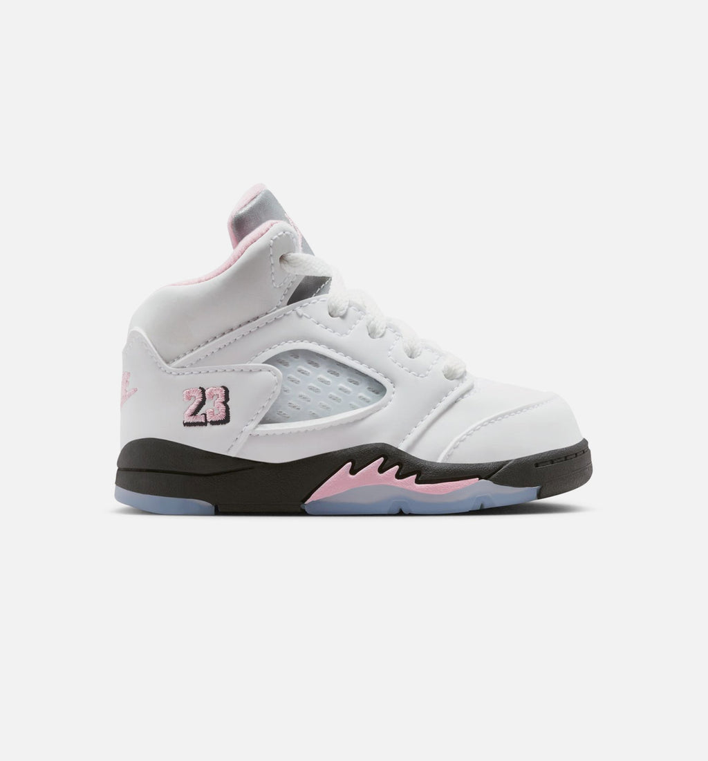 Air Jordan 5 Retro Medium Soft Pink 婴幼童休闲运动鞋 - 白色/黑色/柔粉色