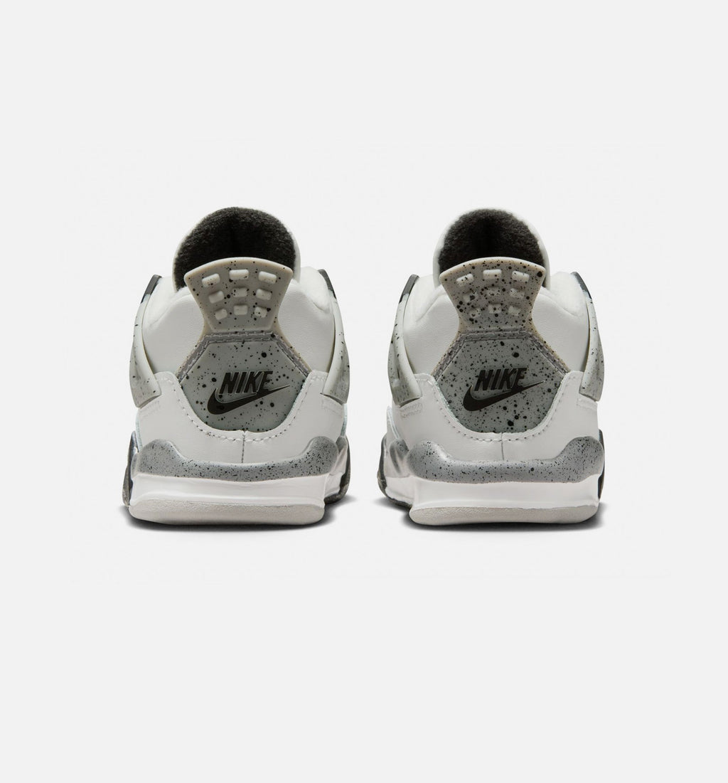 Air Jordan 4 Retro White Cement 婴幼童休闲运动鞋 - 峰会白/火焰红/水泥灰/黑色