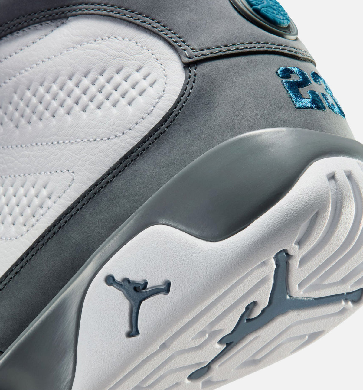 Air Jordan 9 Retro Flint Grey and French Blue 男士休闲运动鞋 - 白色/法兰西蓝/燧石灰
