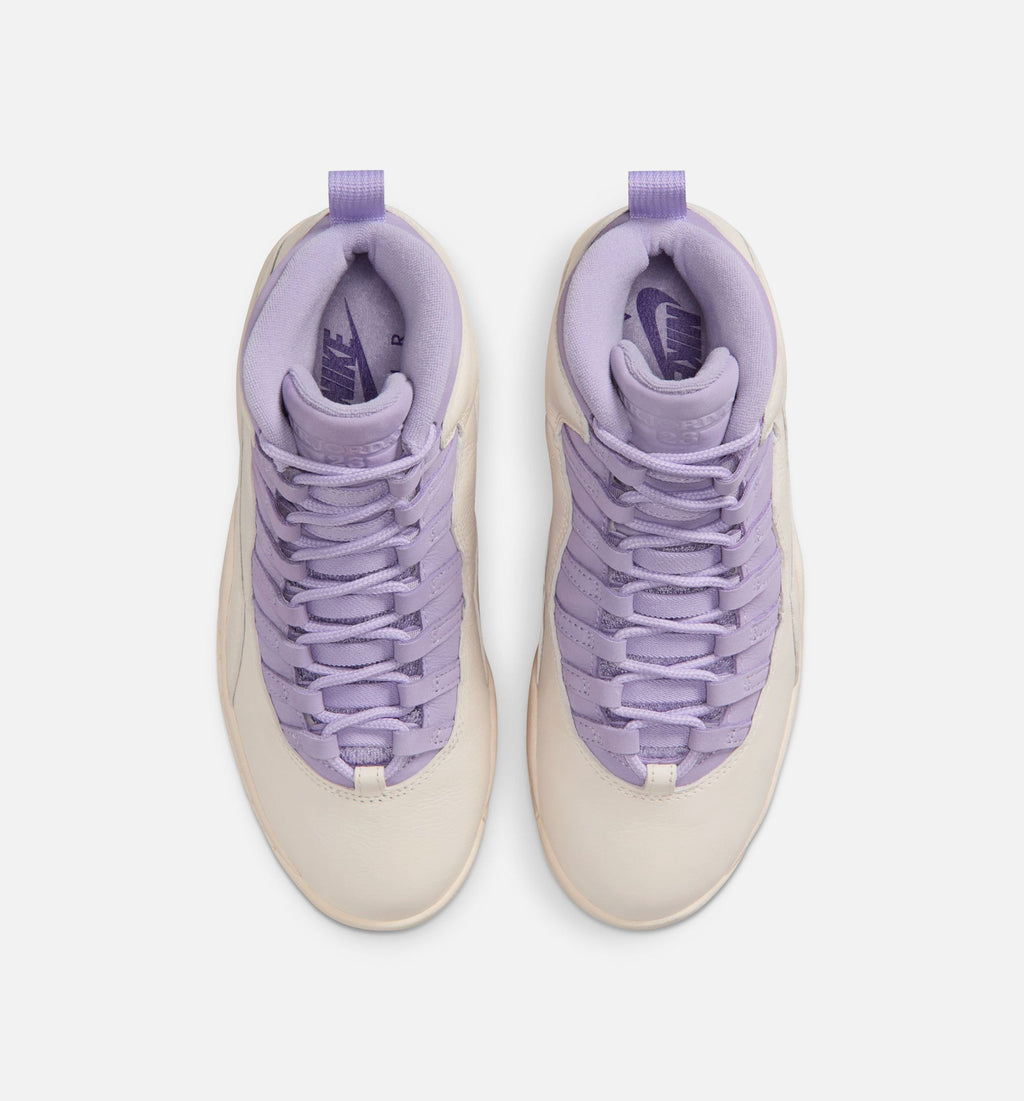 Air Jordan 10 Retro Hydrangeas 女士休闲运动鞋 - 粉笔白/绣球花紫/野葡萄紫