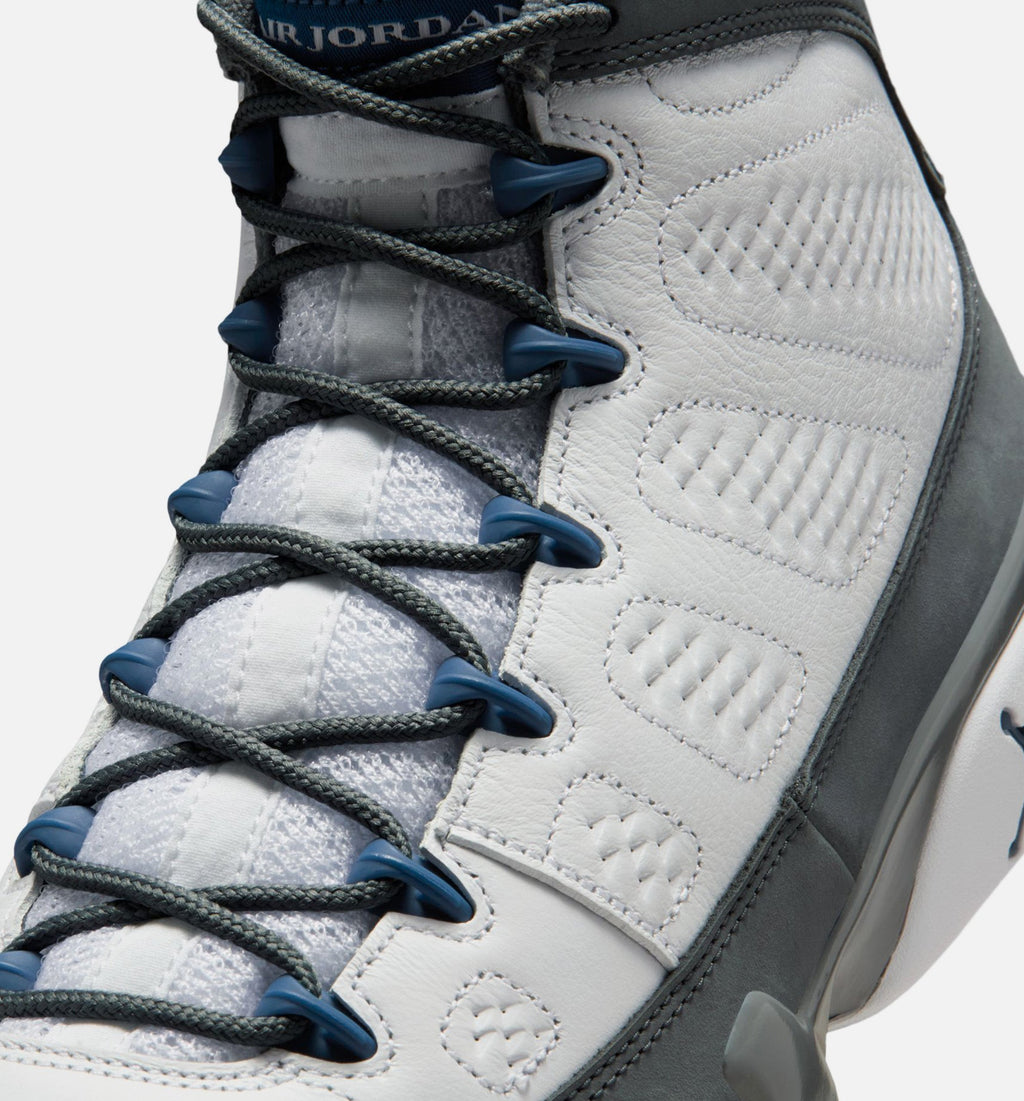 Air Jordan 9 Retro Flint Grey and French Blue 男士休闲运动鞋 - 白色/法兰西蓝/燧石灰