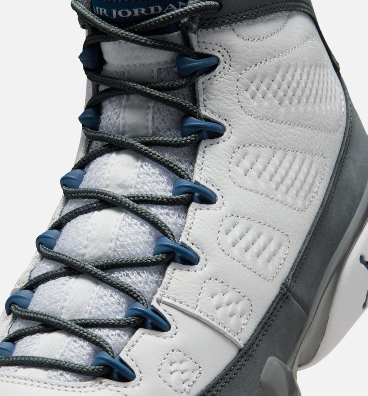 Air Jordan 9 Retro Flint Grey and French Blue 男士休闲运动鞋 - 白色/法兰西蓝/燧石灰