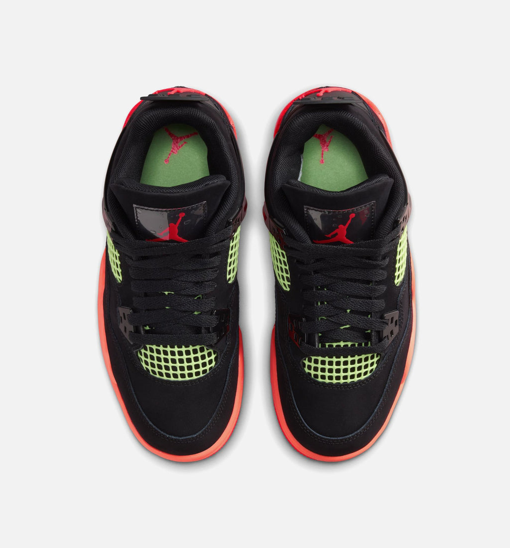 Air Jordan 4 Retro Black Infrared 23 大童休闲运动鞋 - 黑/红外红/亮芒果橙