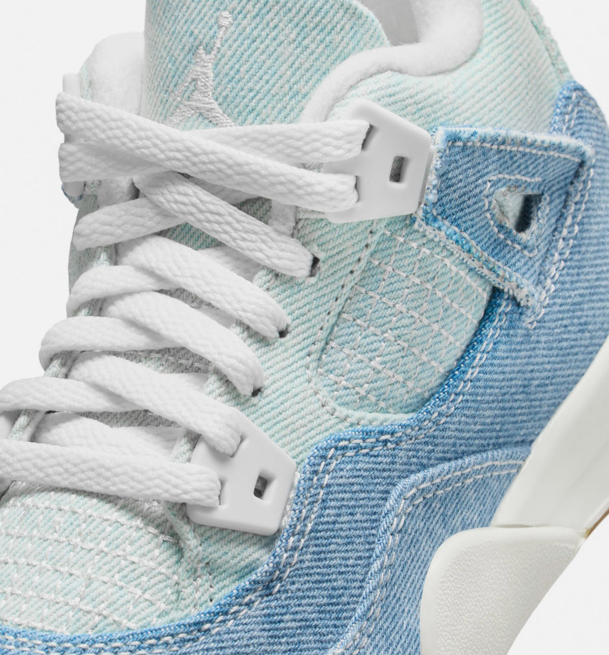 Air Jordan 4 Retro Worn Blue 学龄前儿童休闲运动鞋 - 帆白/磨旧蓝/金属金